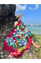 Hand Painted Floral Sarong in Maroon color